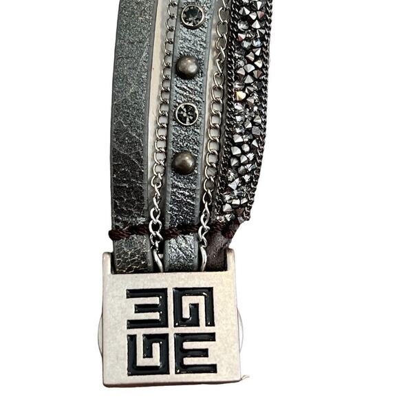 Goodworks Thankful Blessed Leather Chain Magnet Bracelet 7" - Picture 3 of 12